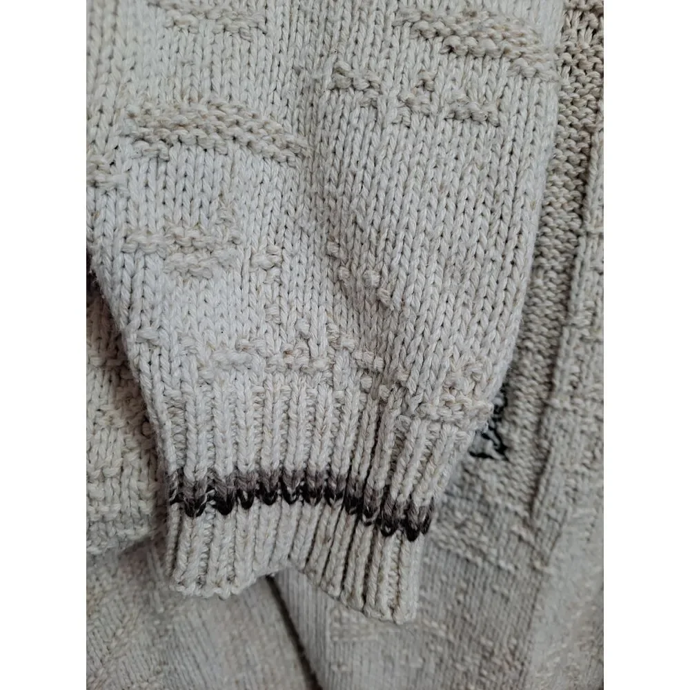 Shenandoah Deer Winter Scene Cable Knit Sweater‎ Outdoor Cabin Lodge Cozy L